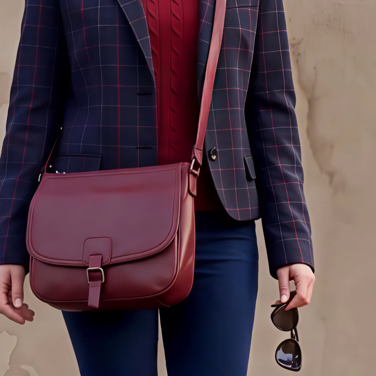 Mila Vegan Burgundy Crossbody Bag