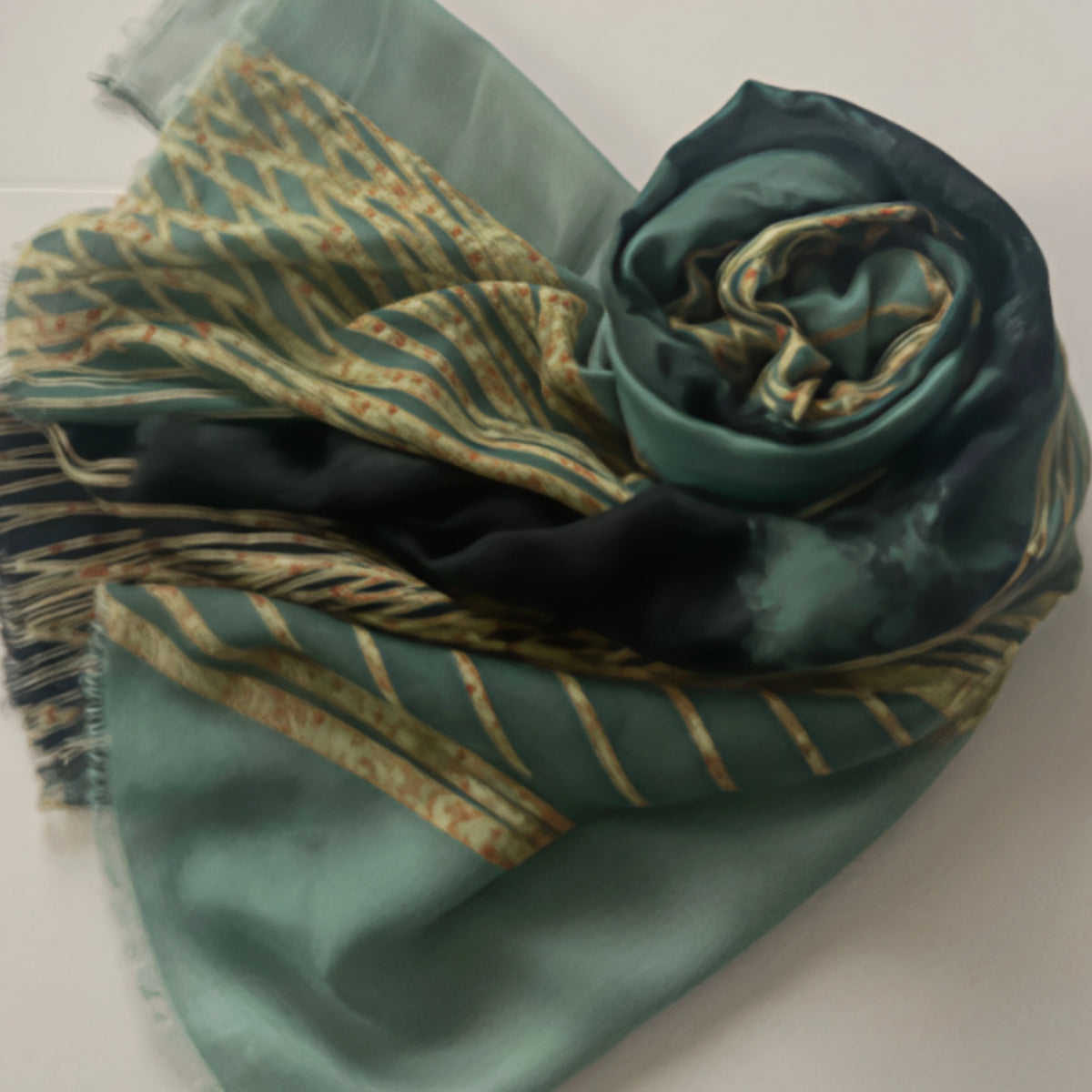 Green Metallic Gold Scarf