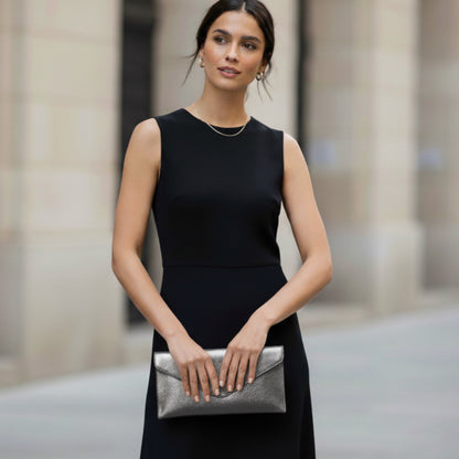 Maya Pewter Envelope Clutch Bag