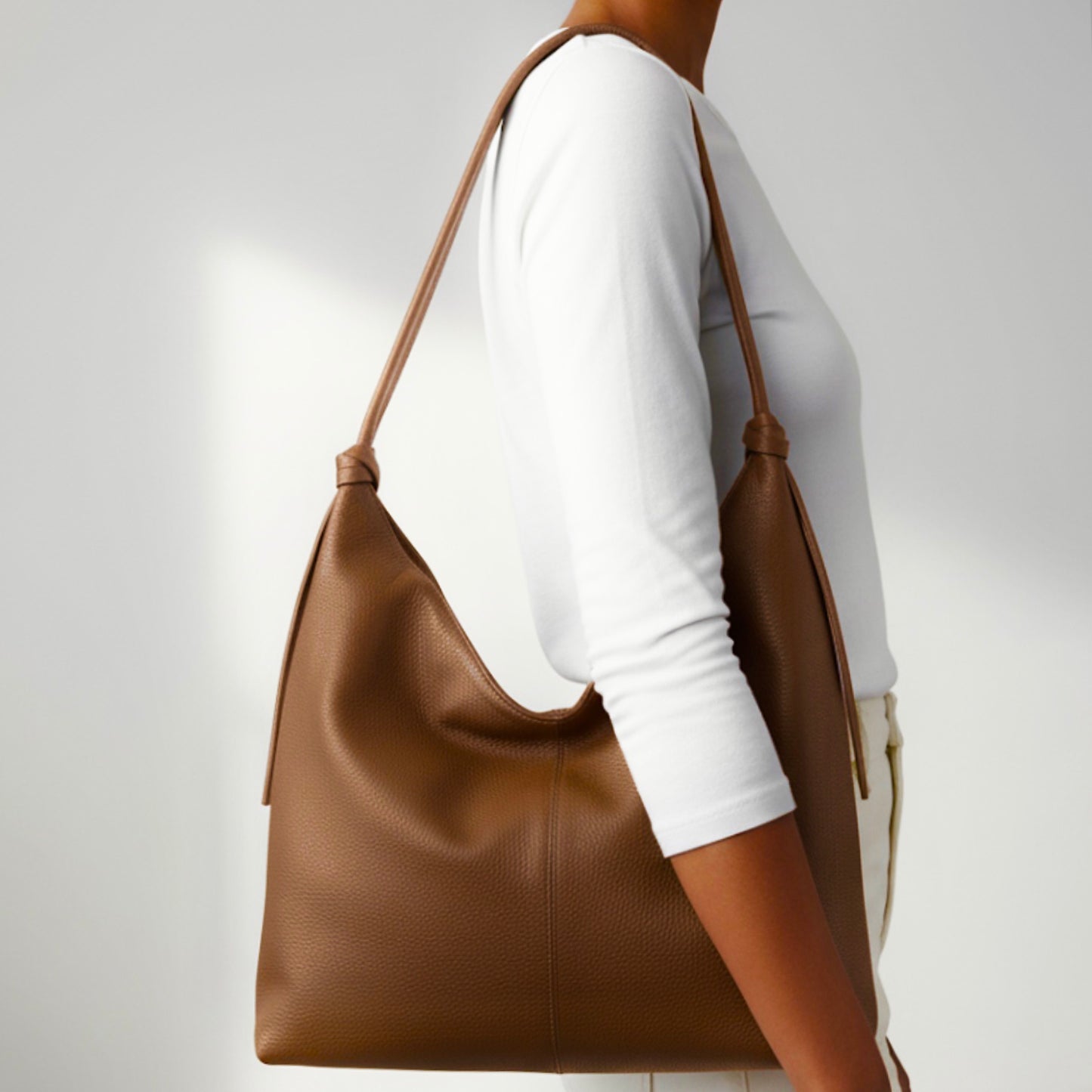 Alanis Brown Shoulder Leather Bag