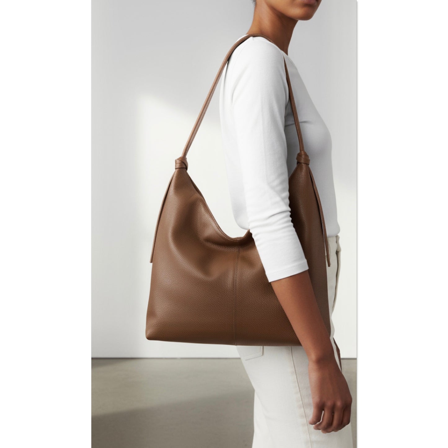 Alanis Brown Shoulder Leather Bag