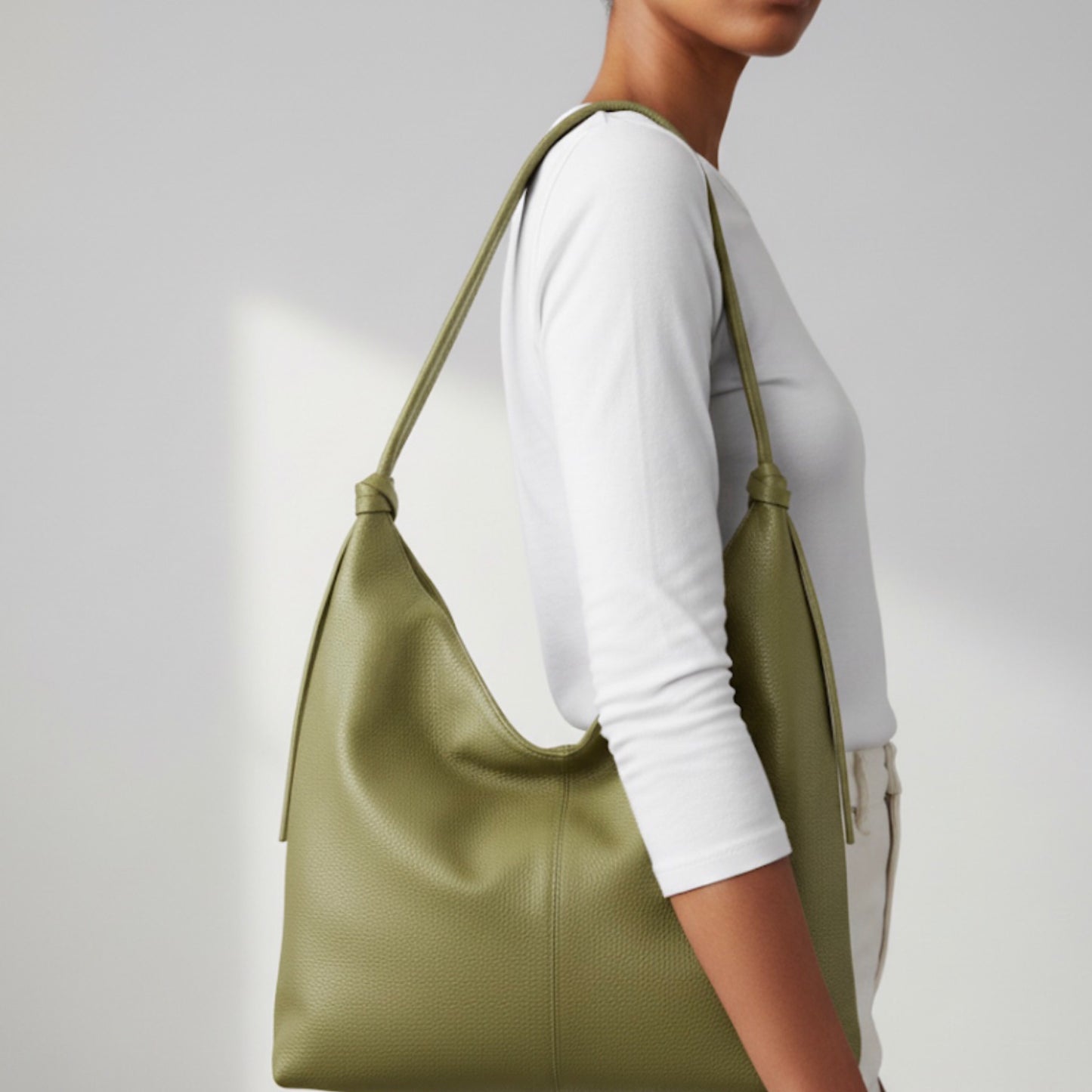Alanis Pistachio Green Shoulder Leather Bag
