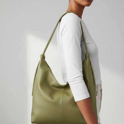 Alanis Pistachio Green Shoulder Leather Bag