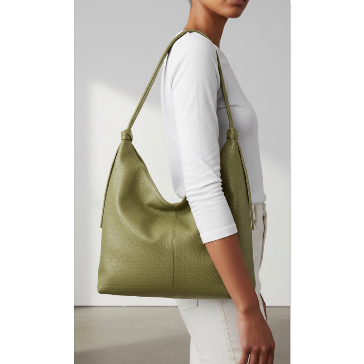 Alanis Pistachio Green Shoulder Leather Bag