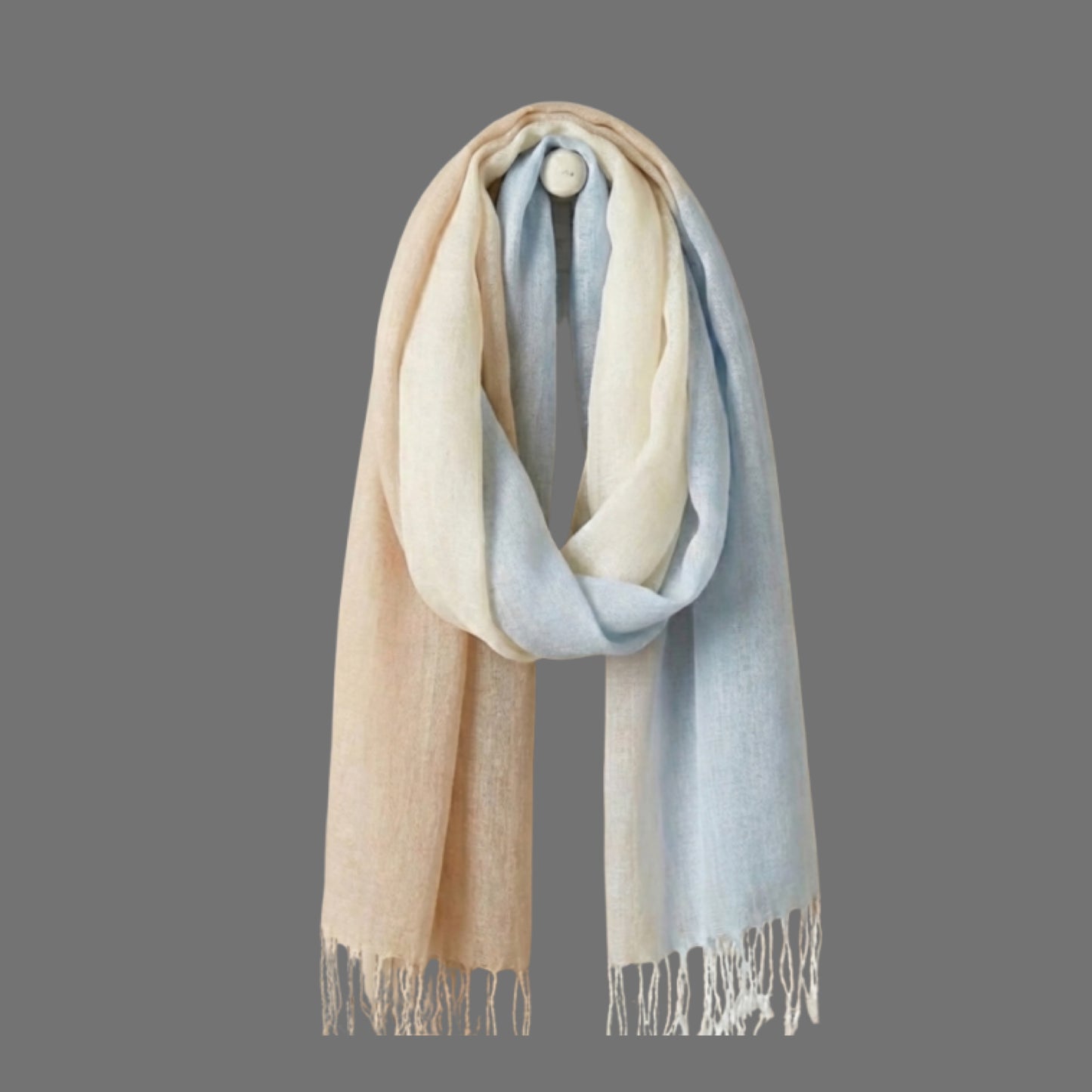 Blue Beige Linen Scarf