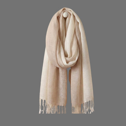 Beige Cream Linen Scarf