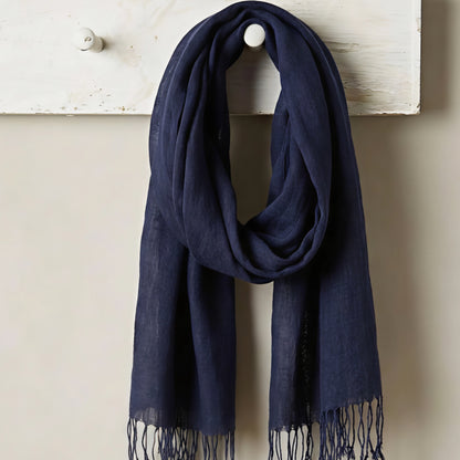 Navy Linen Scarf