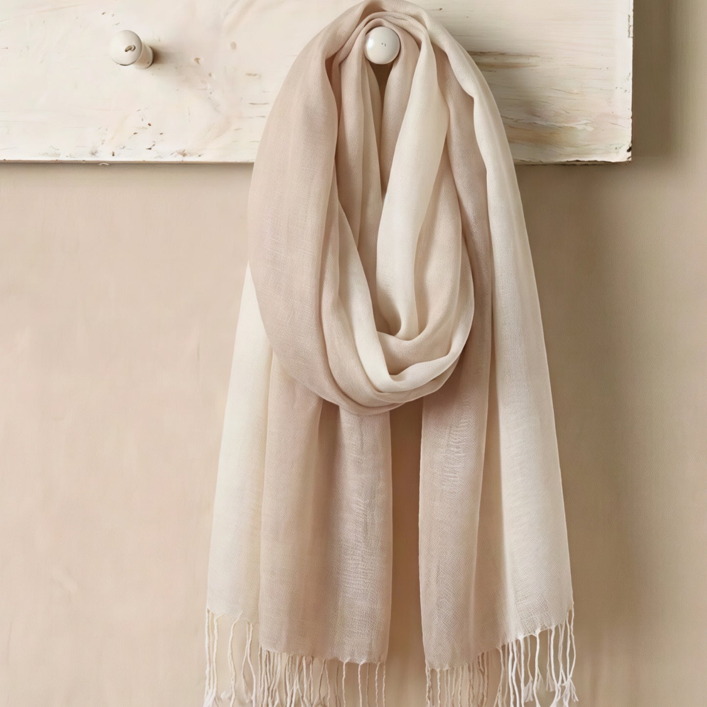 Beige Cream Linen Scarf