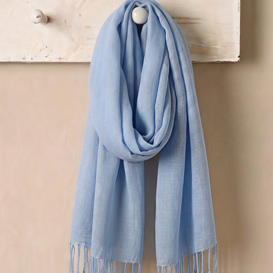 Blue Linen Scarf