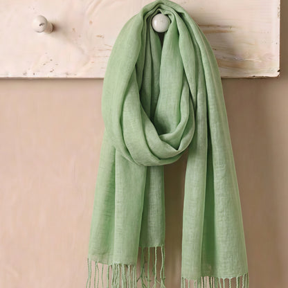 Green Linen Scarf