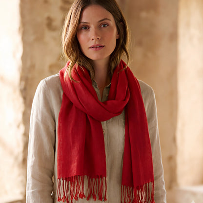 Red Linen Scarf