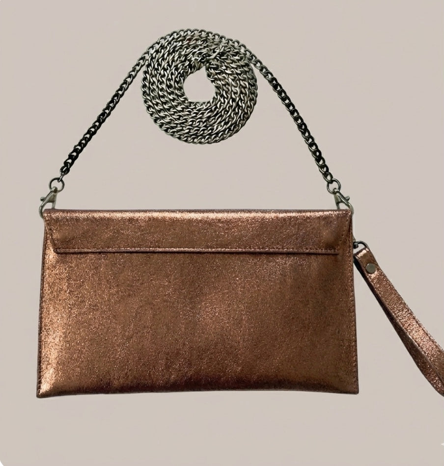 Maya Bronze Envelope Clutch Bag
