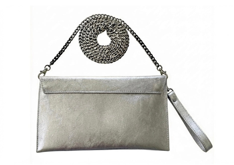 Maya Silver Envelope Clutch Bag
