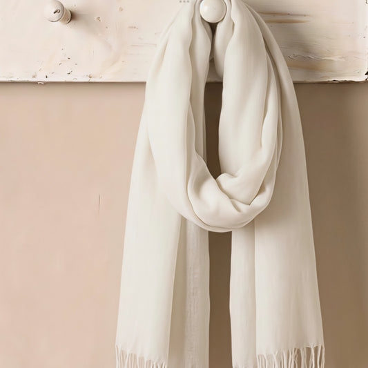 White Linen Scarf
