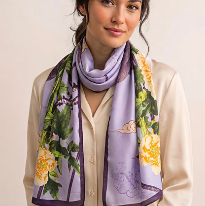 Lavender Botanical Silk Scarf