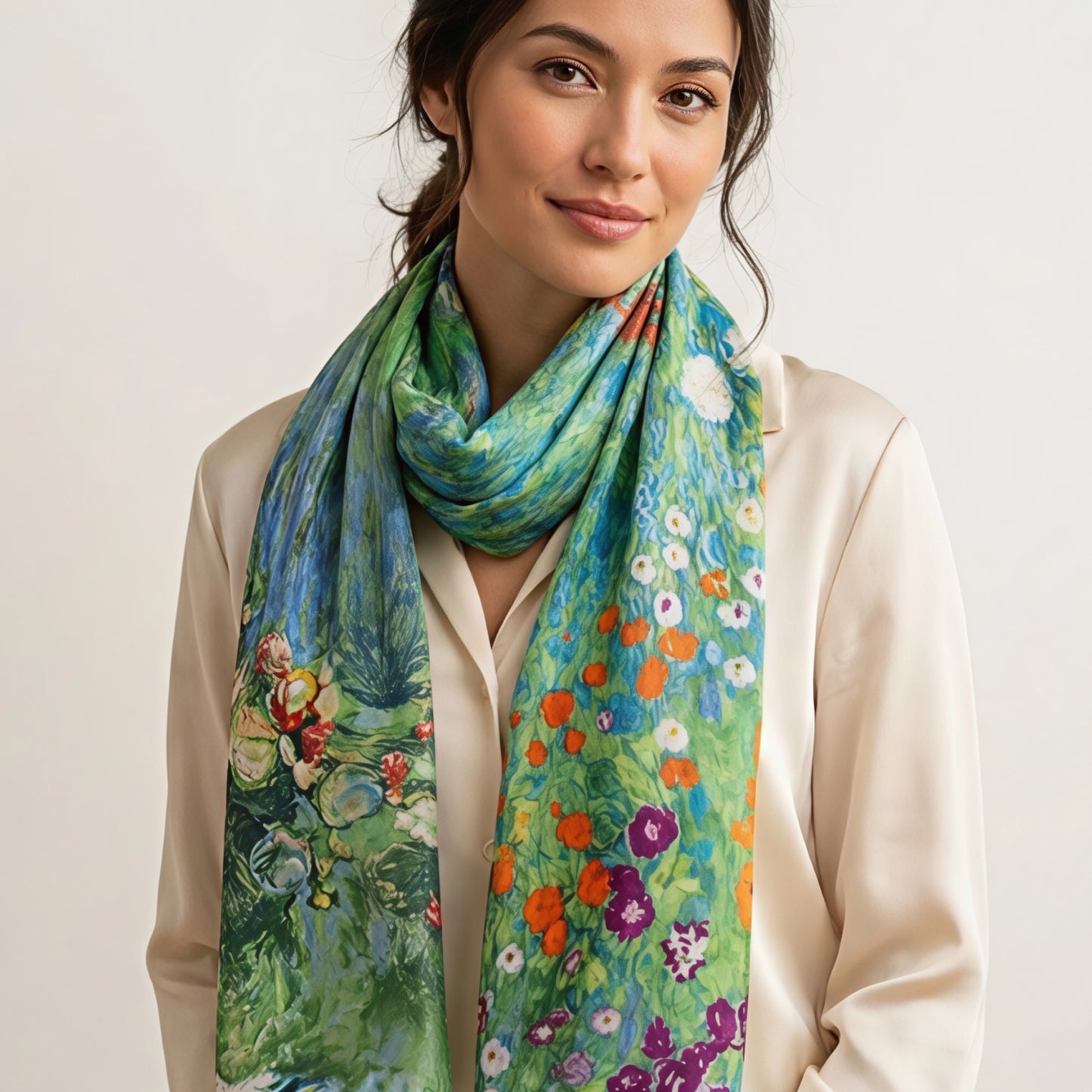 Klimt Monet Reversible Silk Scarf