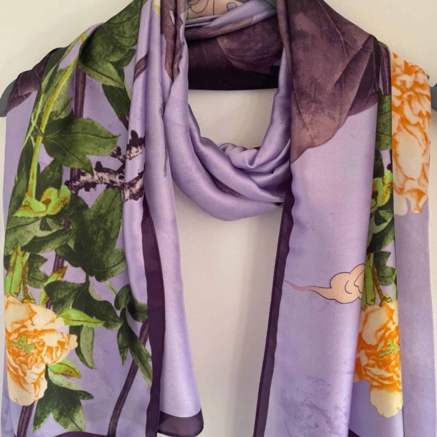 Lavender Botanical Silk Scarf
