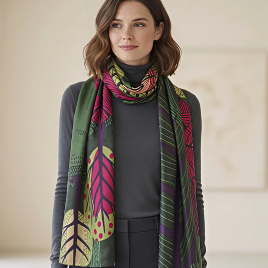 Retro Woodland Silk Scarf