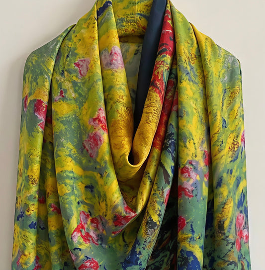 Artistic Floral Silk Scarf
