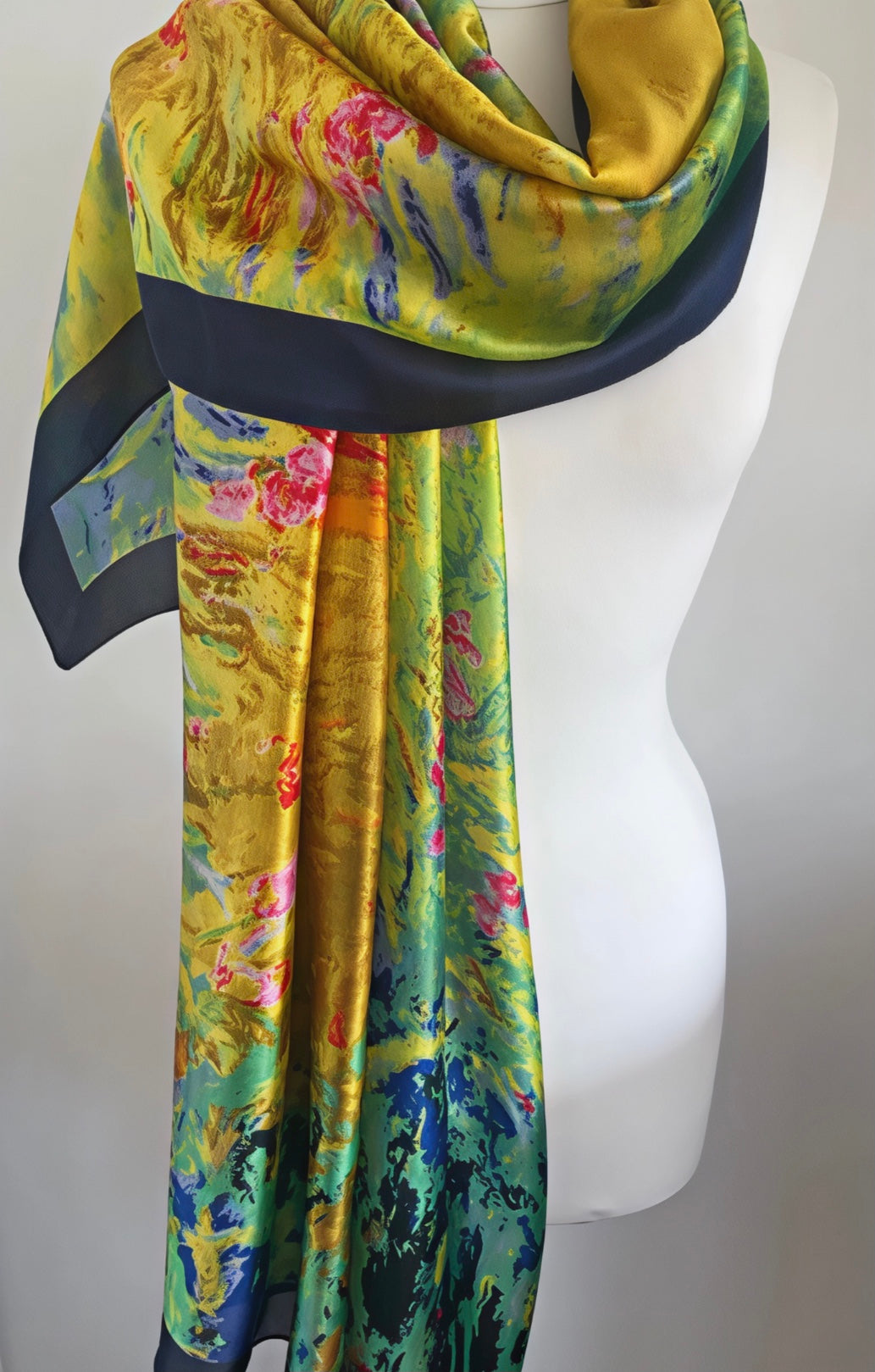 Artistic Floral Silk Scarf