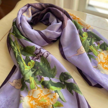 Lavender Botanical Silk Scarf
