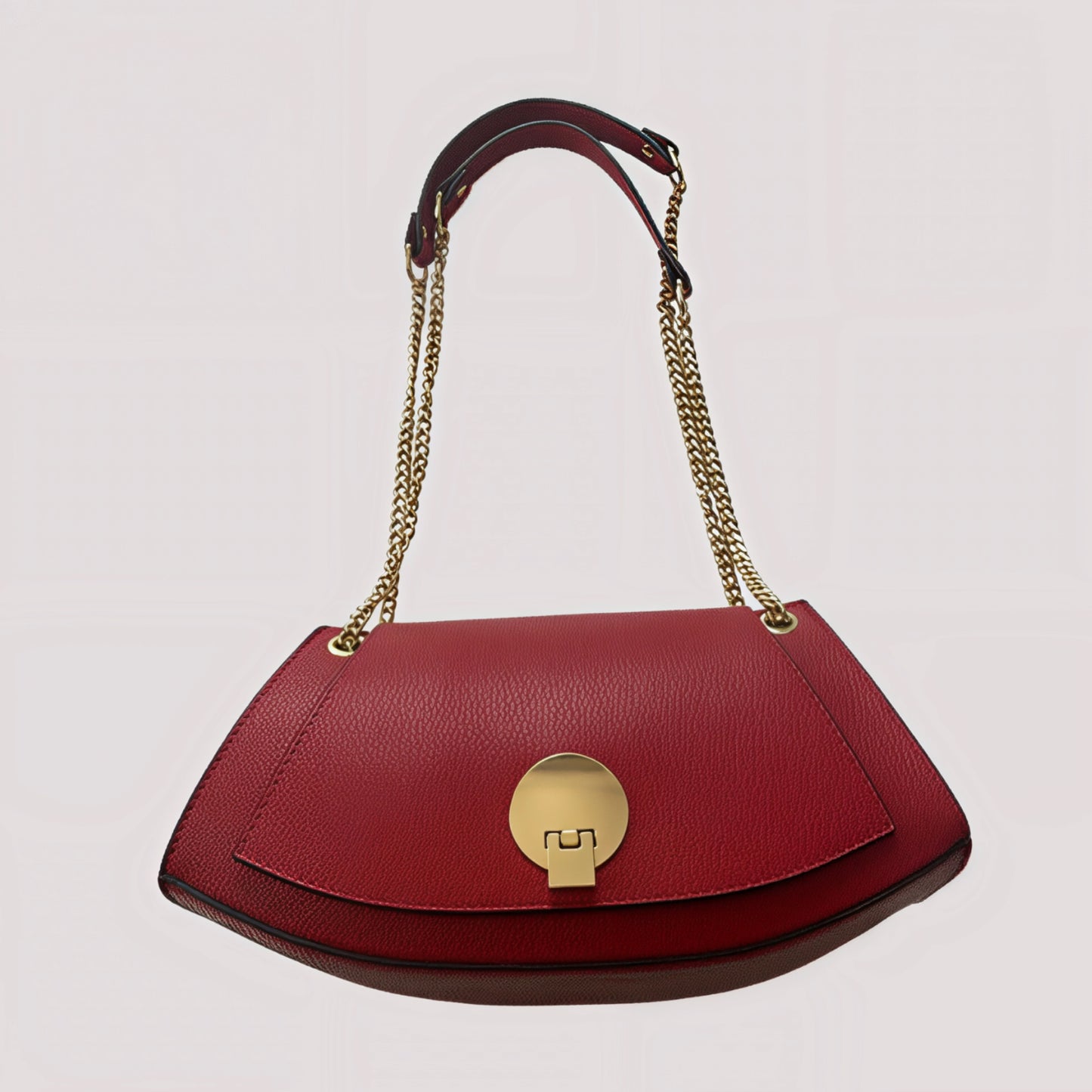 Carrie Red Leather Bag Gold Chain