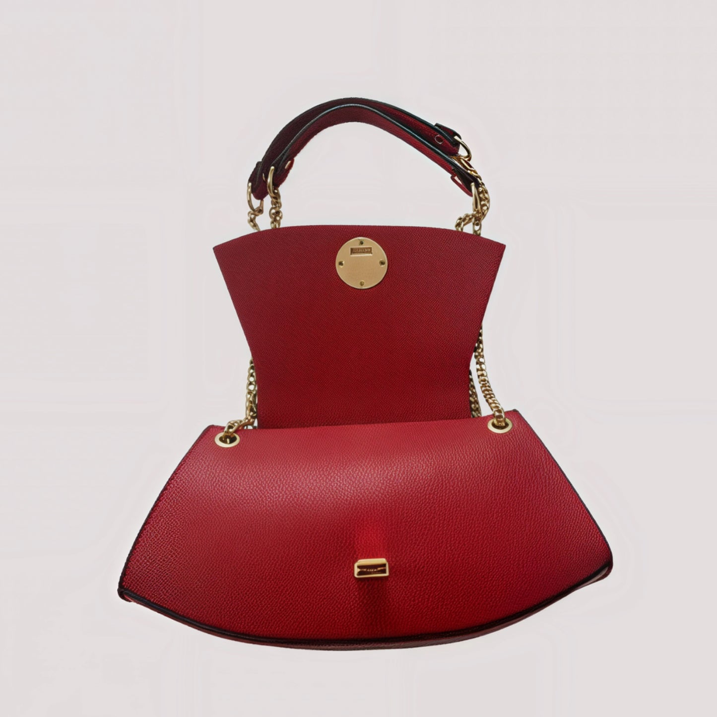 Carrie Red Leather Bag Gold Chain