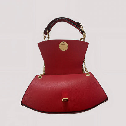 Carrie Red Leather Bag Gold Chain