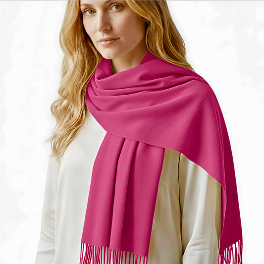 Cerise Pink Cashmere Shawl
