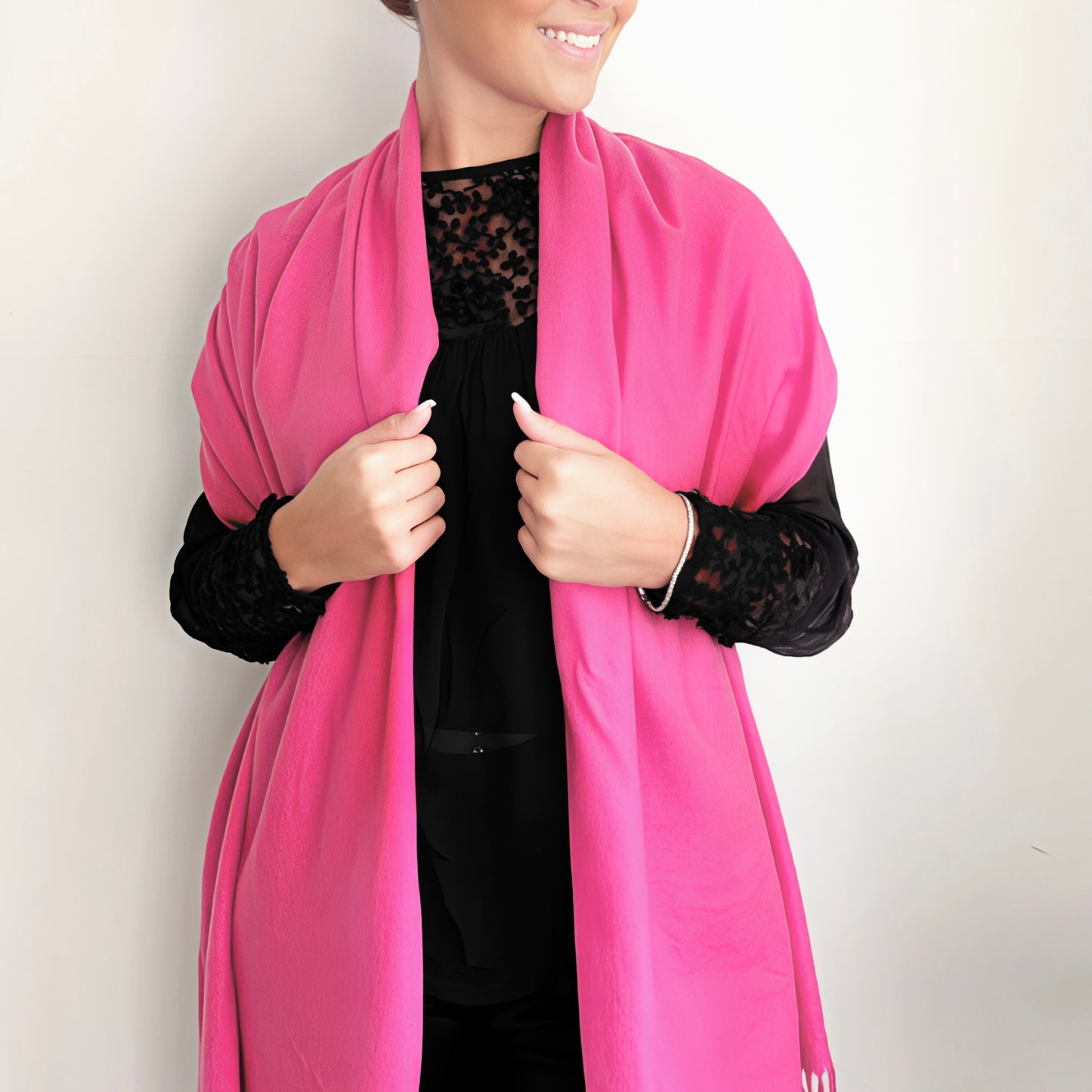 Cerise Pink Cashmere Shawl