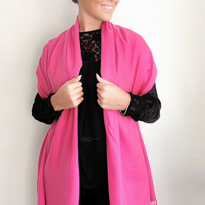 Cerise Pink Cashmere Shawl