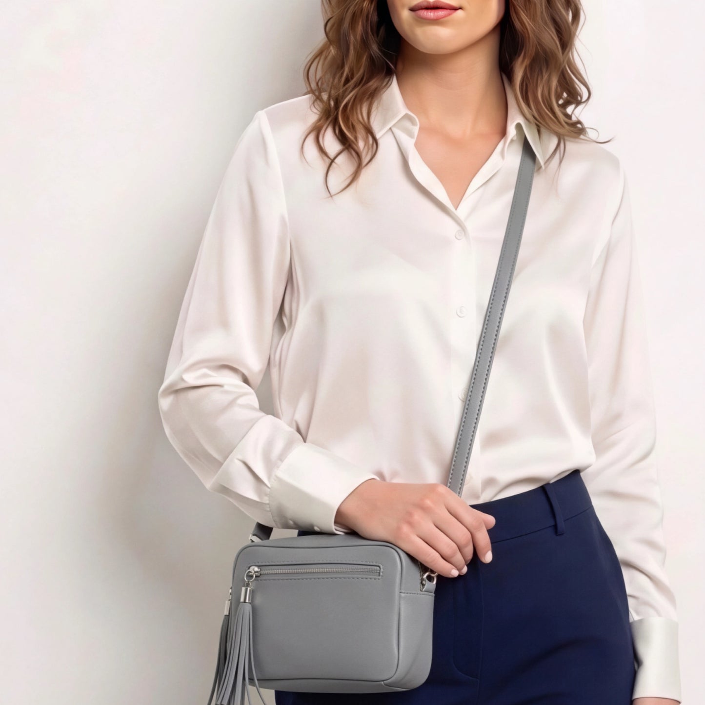 Bianca Grey Leather Bag