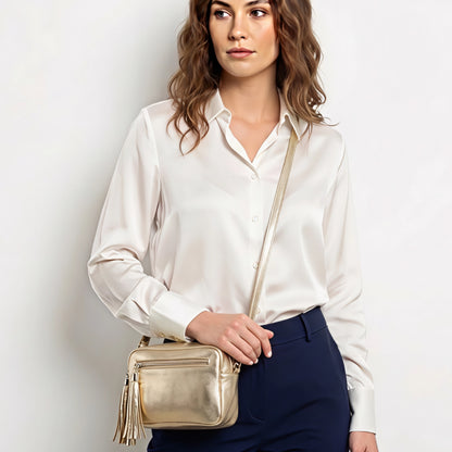 Bianca Gold Leather Bag