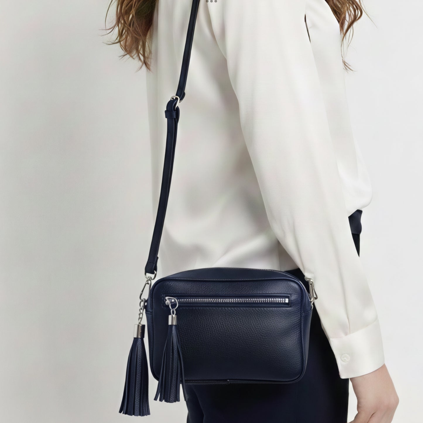 Bianca Navy Leather Bag