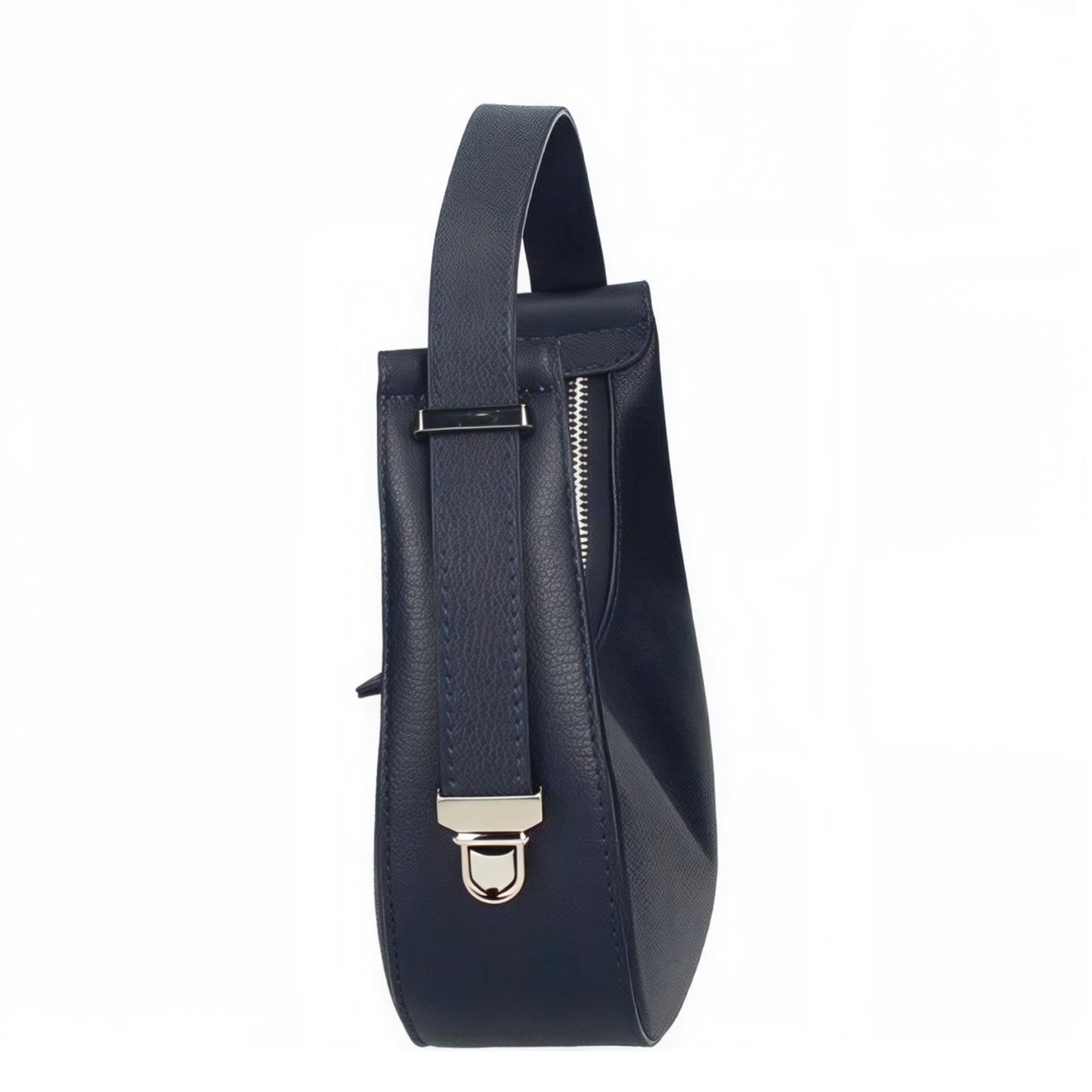 Chloe Navy Curved Leather Shoulder Bag