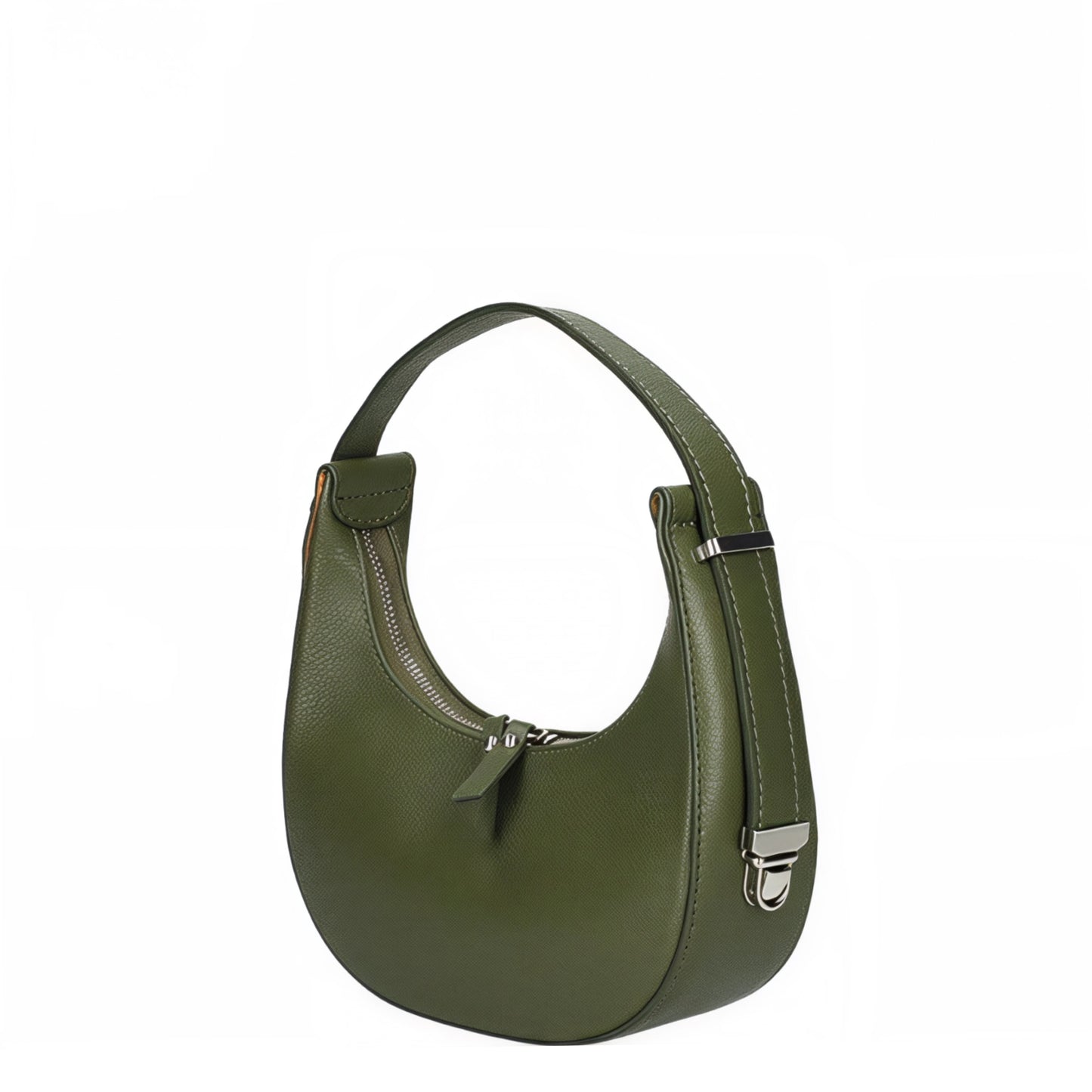 Chloe Green Curved Leather Shoulder Bag