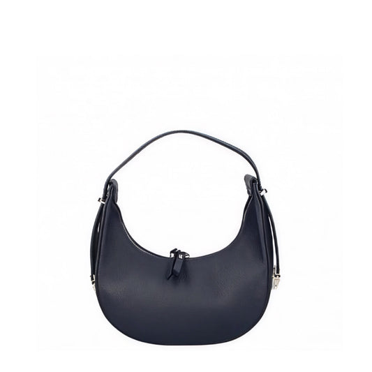 Chloe Navy Curved Leather Shoulder Bag