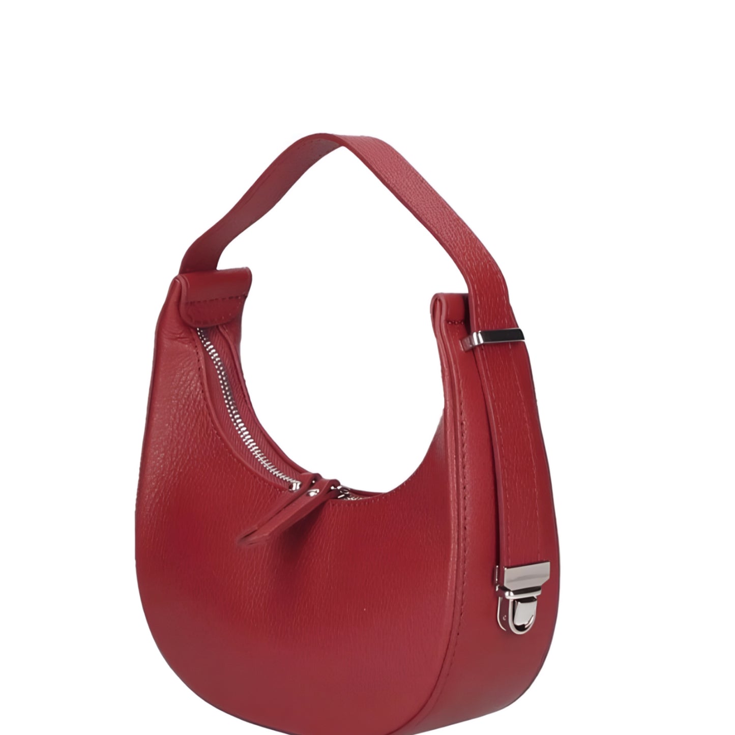 Chloe Red Curved Leather Shoulder Bag