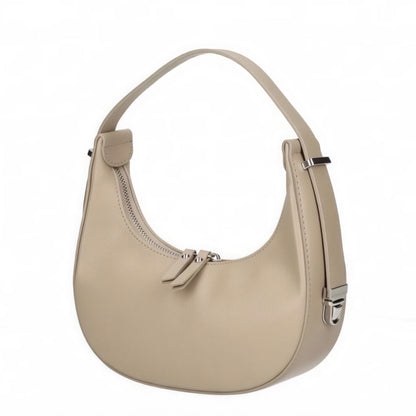 Chloe Beige Curved Leather Shoulder Bag