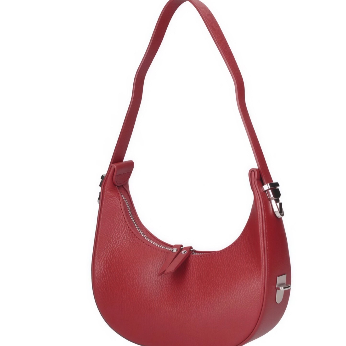 Chloe Red Curved Leather Shoulder Bag