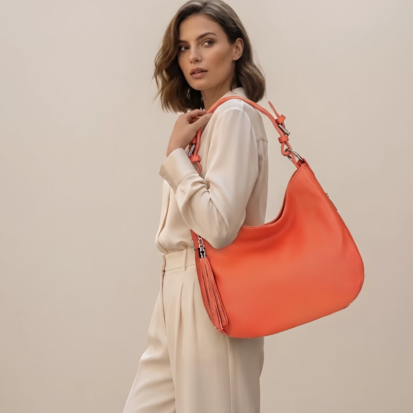 Olivia Orange Slouchy Leather Bag