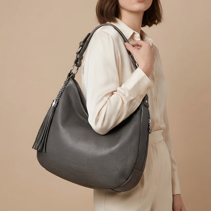 Olivia Slouchy Grey Leather Bag