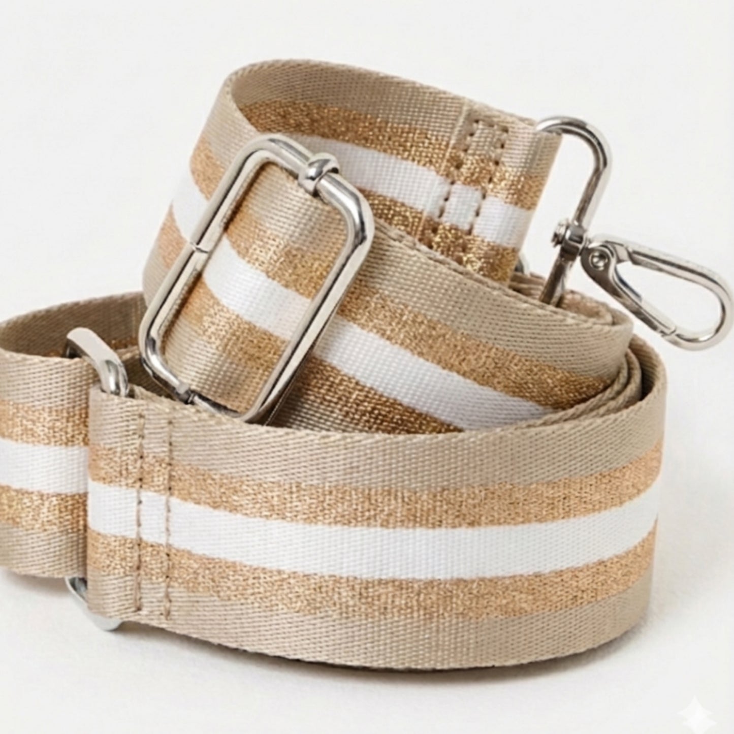 Taupe Stripe Crossbody Bag Strap
