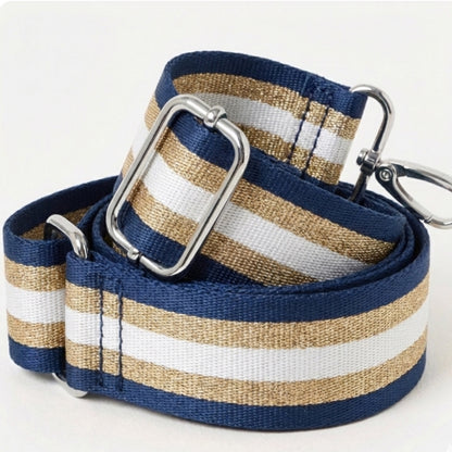 Blue Silver Stripe Crossbody Bag Strap