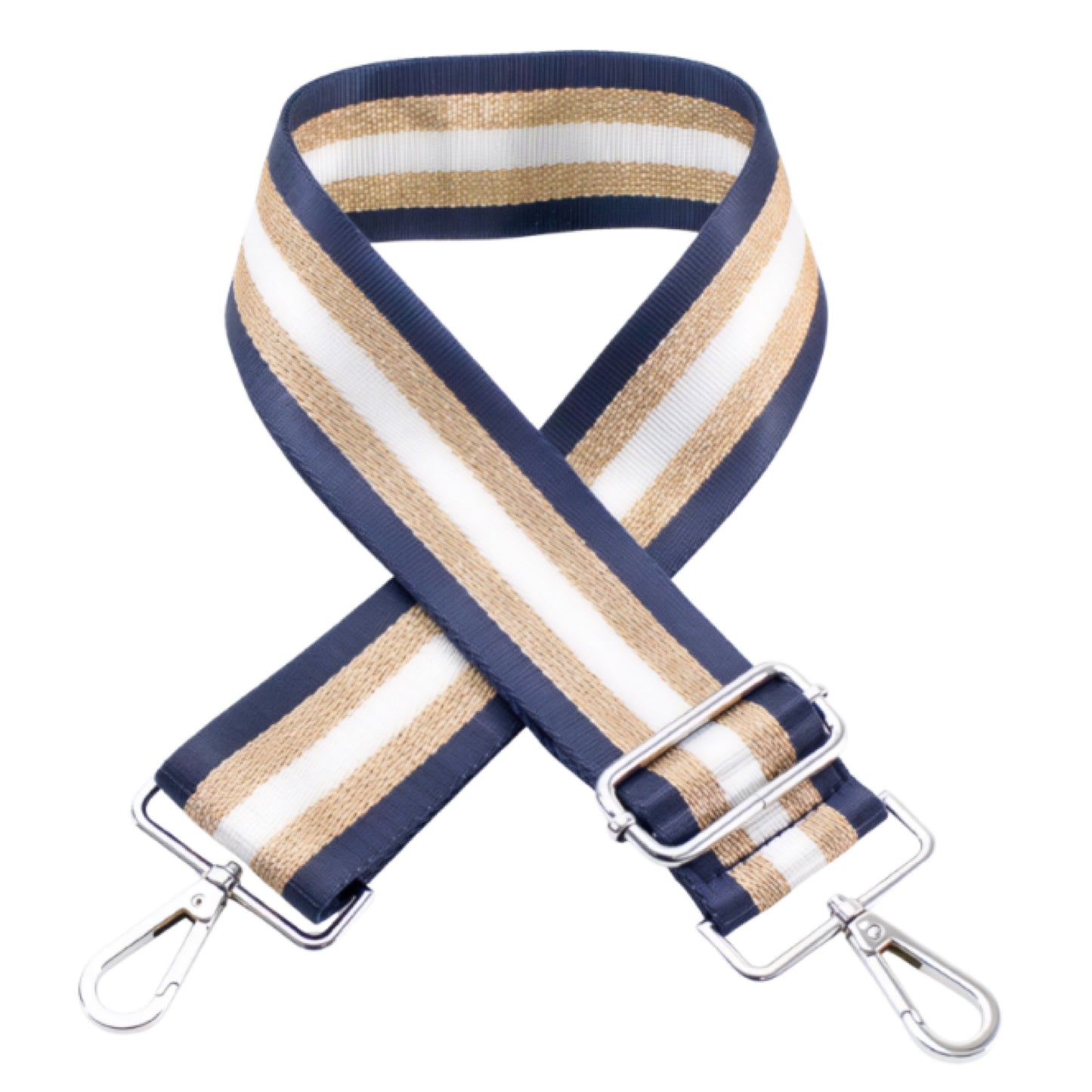 Blue Silver Stripe Crossbody Bag Strap