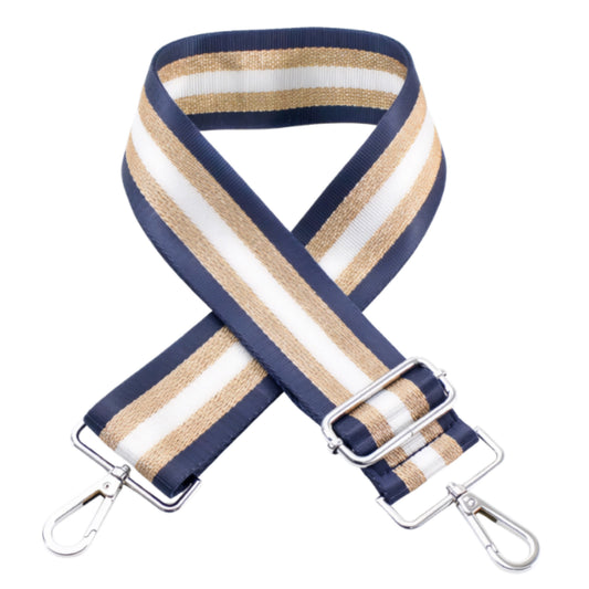 Blue Silver Stripe Crossbody Bag Strap