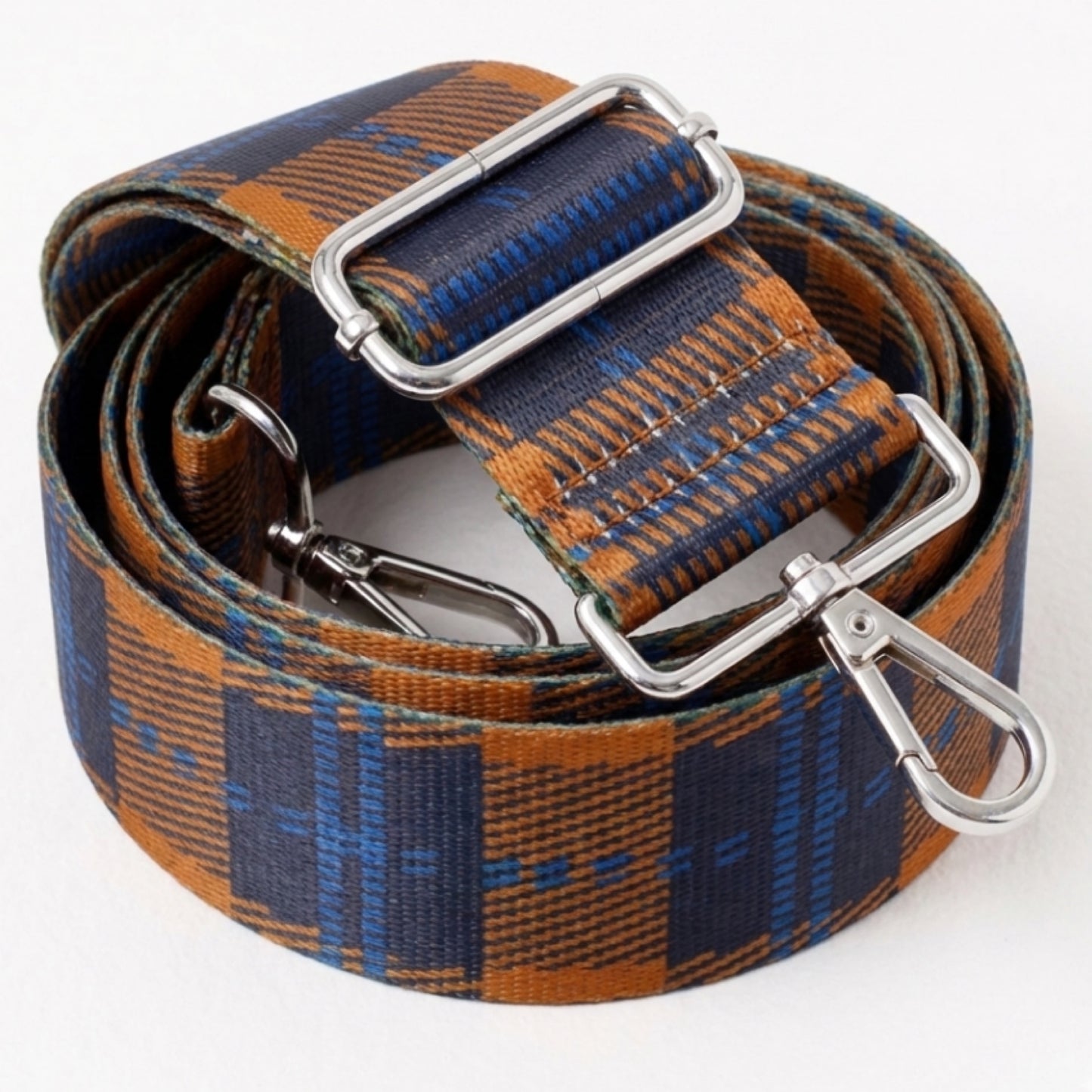 Blue Rust Tartan Crossbody Bag Strap