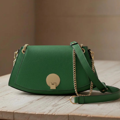 Carrie Emerald Green Leather Bag Gold Chain