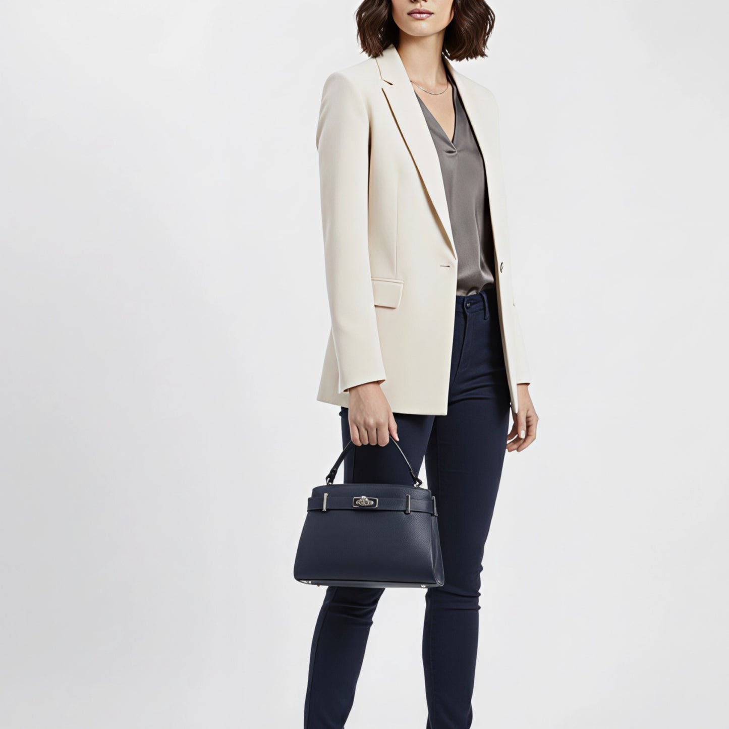 Orla Navy Belted Leather Bag