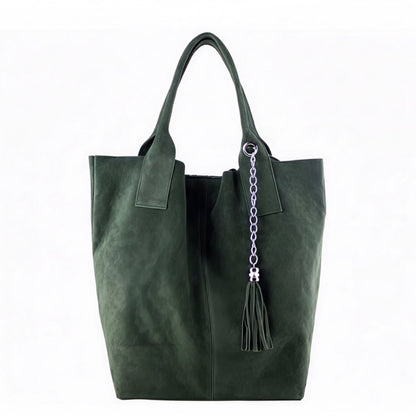 Zoe Green Suede Tote Bag